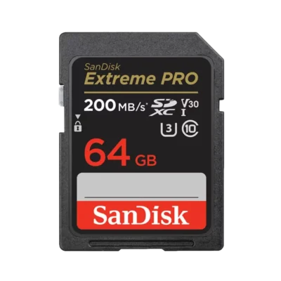 כרטיס זיכרון בנפח 64GB S.D EX PRO 4K 200S V30 מבית SANDISK