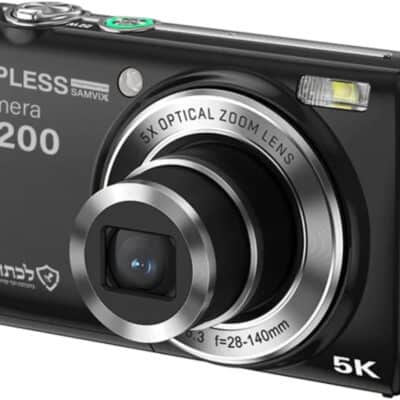 מצלמה דיגיטלית כשרה Samvix עם זום אופטי 12x UCamera X9200 רזולוציית 5K אינטרפולציה 48MP מסך מגע מלא ייצוב תמונה ווס אוטומטי (שחור)